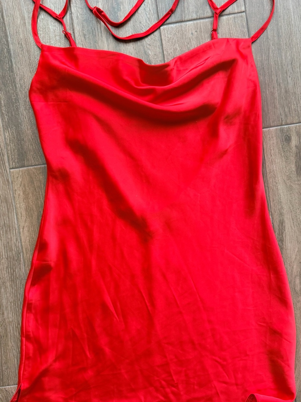 Nasty Gal Red Satin Cowl Mini Slip Dress